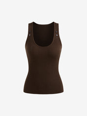 Studded Button Tank Top
