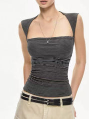 Striped Square Neckline Tank Top