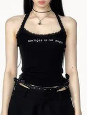 Lace Print Halter Vest