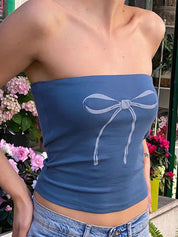 Bow Print Bandeau Top