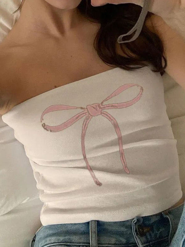 Bow Print Bandeau Top