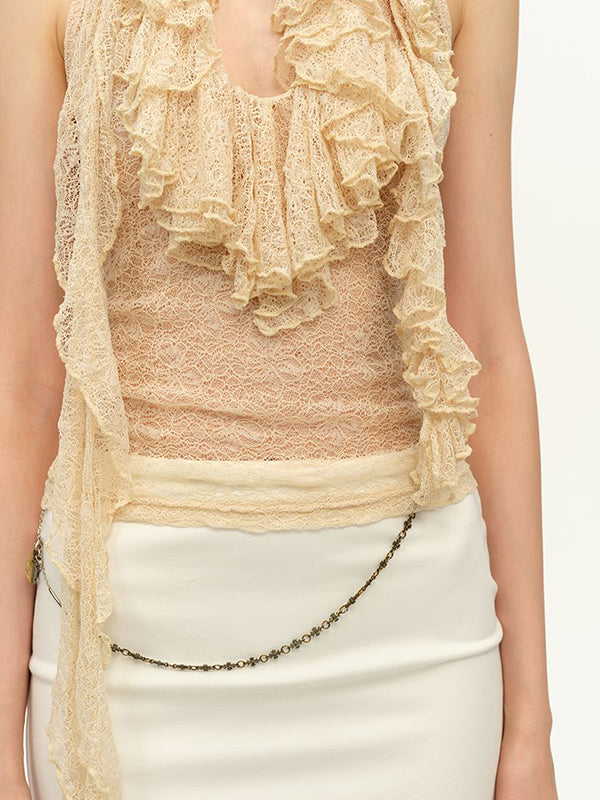 Two-Colour Lace Halter Vest