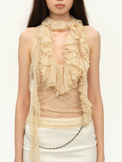 Two-Colour Lace Halter Vest