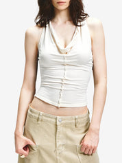 Crucifix Neck Swing Collar Halter Vest
