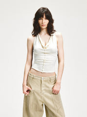 Crucifix Neck Swing Collar Halter Vest