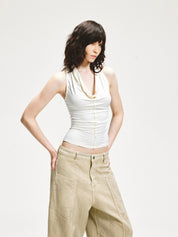 Crucifix Neck Swing Collar Halter Vest