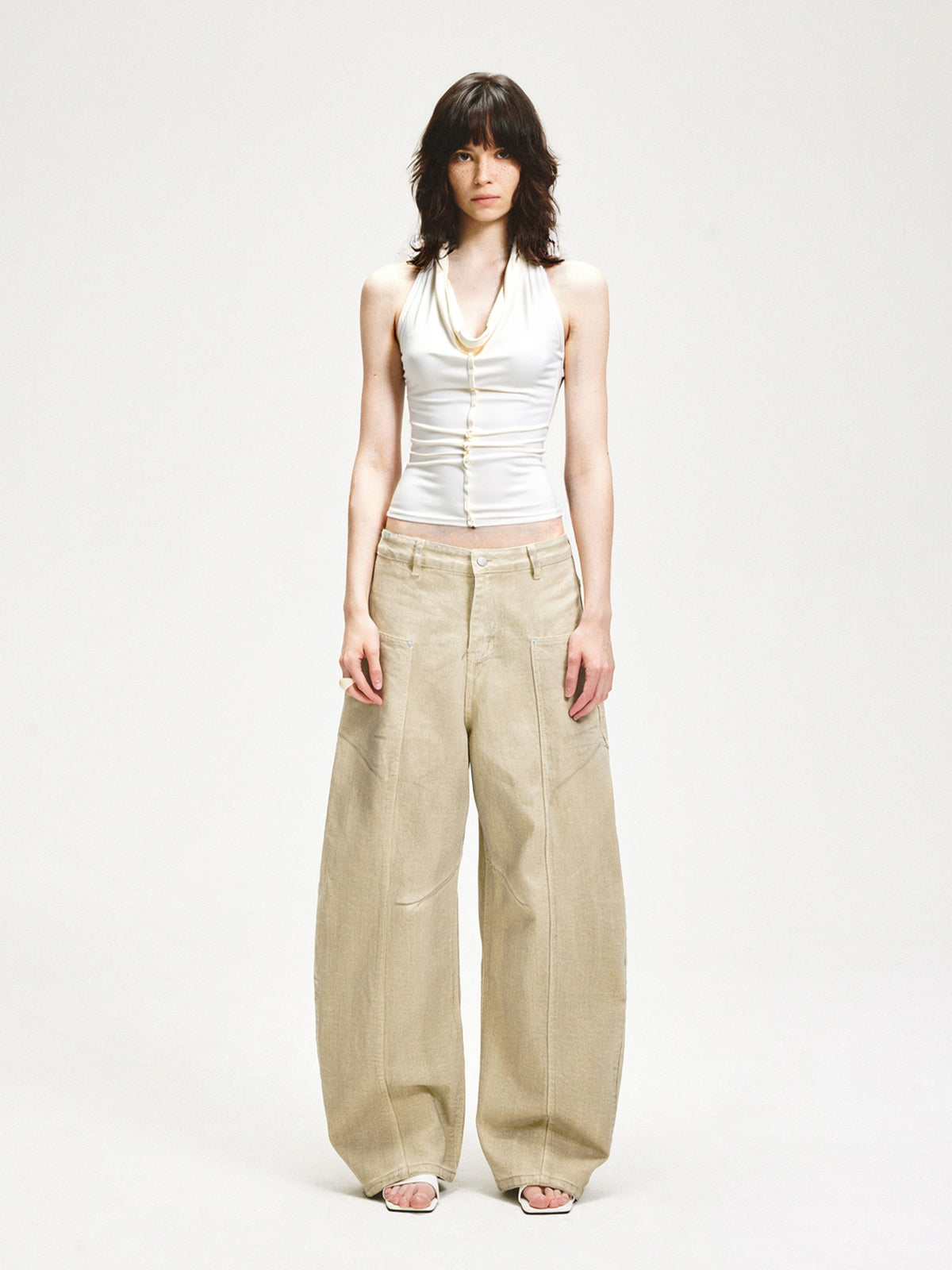 Crucifix Neck Swing Collar Halter Vest