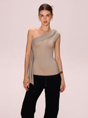 Slim Strapless One Shoulder Bandeau Top