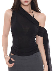 Slim Strapless One Shoulder Bandeau Top