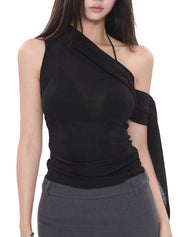 Slim Strapless One Shoulder Bandeau Top