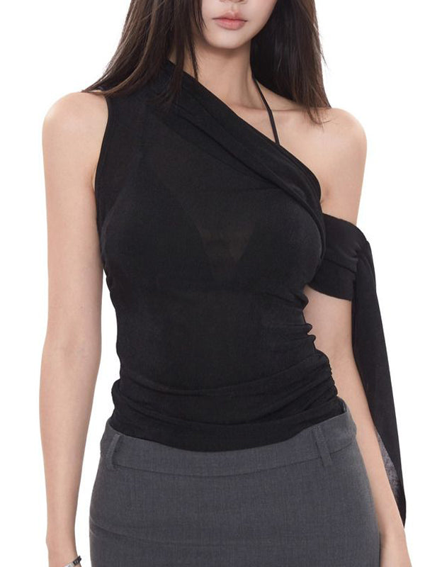 Slim Strapless One Shoulder Bandeau Top