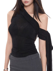 Slim Strapless One Shoulder Bandeau Top