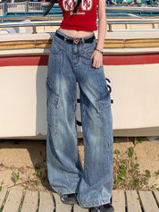 Slant Line Split Design Boyfriend Jeans