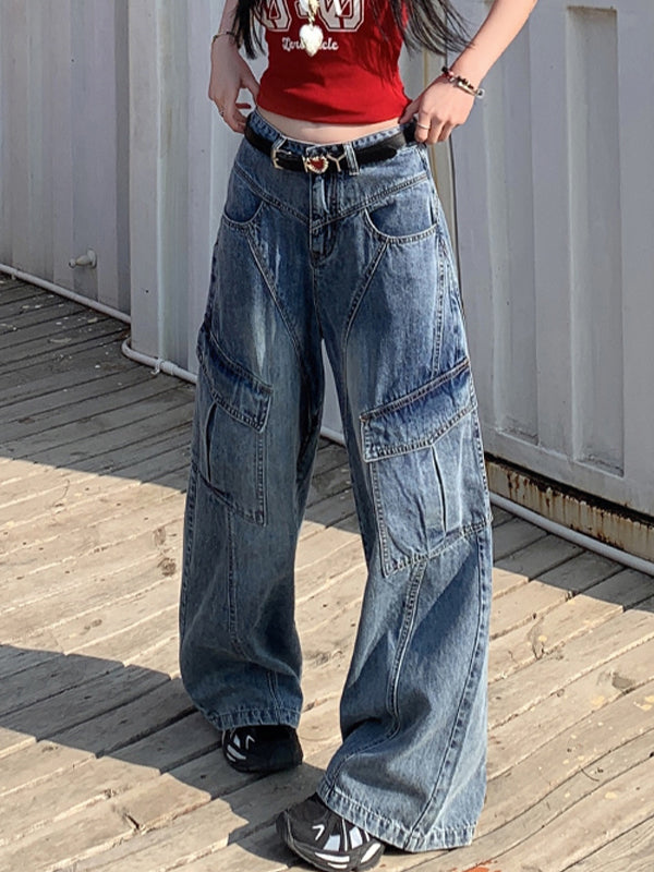Slant Line Split Design Boyfriend Jeans