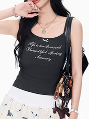 Alphabet Print In Grey Cami Top