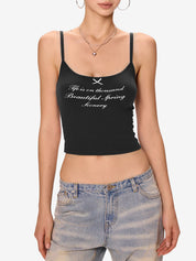 Alphabet Print In Grey Cami Top