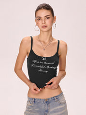 Alphabet Print In Grey Cami Top