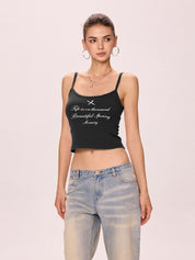 Alphabet Print In Grey Cami Top