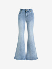 Bamboo Pattern Vintage Flare Jeans