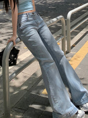 Bamboo Pattern Vintage Flare Jeans