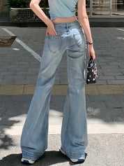 Bamboo Pattern Vintage Flare Jeans