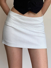 Black White Stripes Mini Skirt