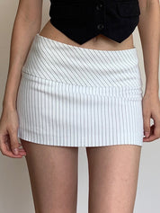 Black White Stripes Mini Skirt