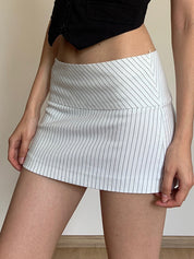 Black White Stripes Mini Skirt