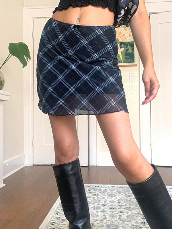 Mullein Lace Lattice Mesh Mini Skirt