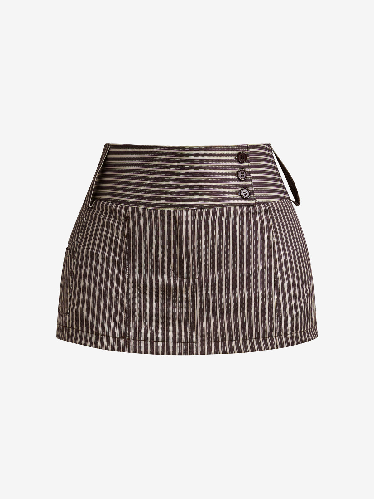 Vintage Style Striped Button Mini Skirt
