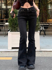 Slim Fit Stripe Flare Jeans