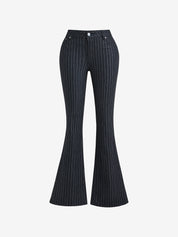 Slim Fit Stripe Flare Jeans