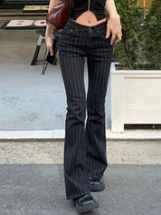 Slim Fit Stripe Flare Jeans