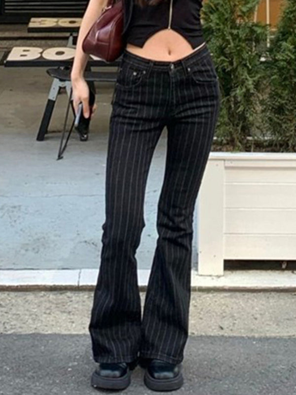 Slim Fit Stripe Flare Jeans