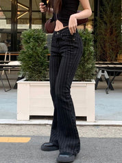 Slim Fit Stripe Flare Jeans