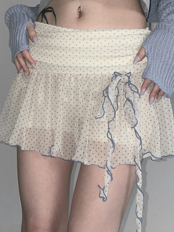 Vintage Sweet Polka Dots Mini Skirt