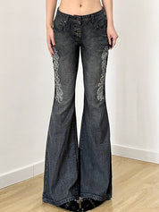 Print Wash Flare Jeans