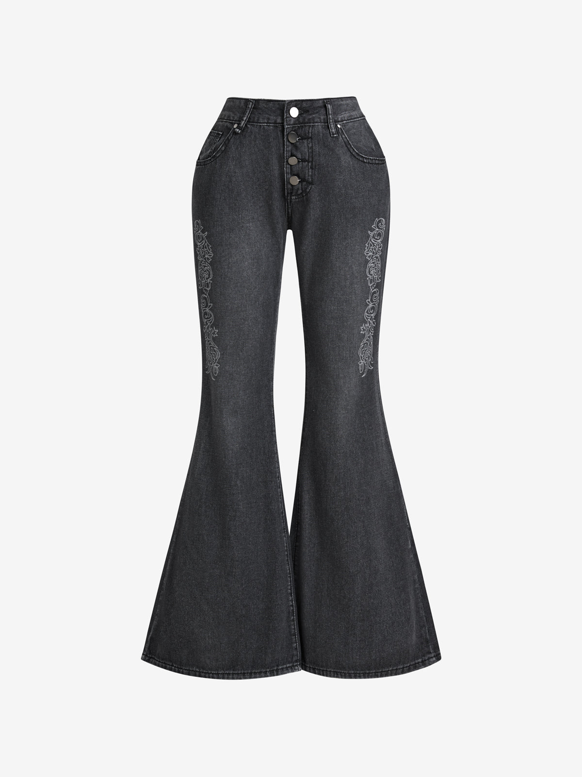 Print Wash Flare Jeans