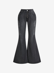 Print Wash Flare Jeans
