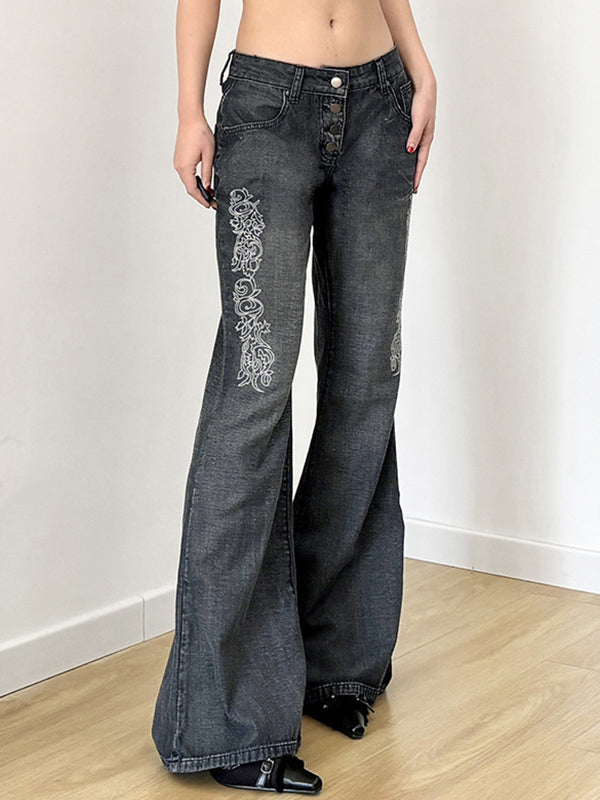 Print Wash Flare Jeans