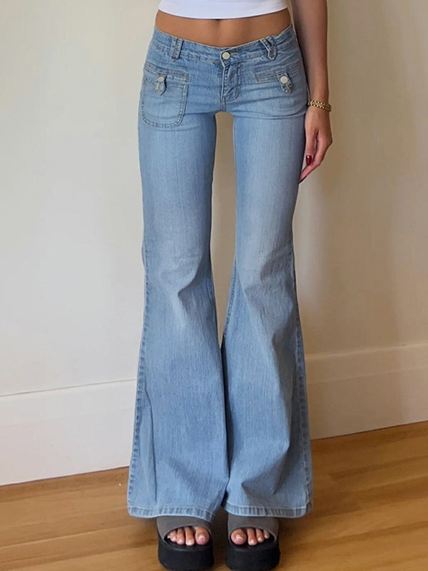 Two Side Pockets Flare Jeans