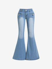 Two Side Pockets Flare Jeans