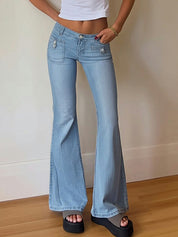 Two Side Pockets Flare Jeans