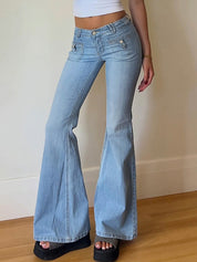 Two Side Pockets Flare Jeans