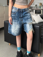 Personalised Torn Irregular Denim Shorts