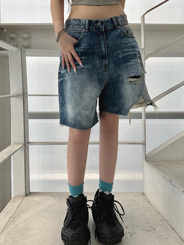 Personalised Torn Irregular Denim Shorts