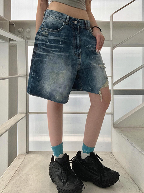 Personalised Torn Irregular Denim Shorts