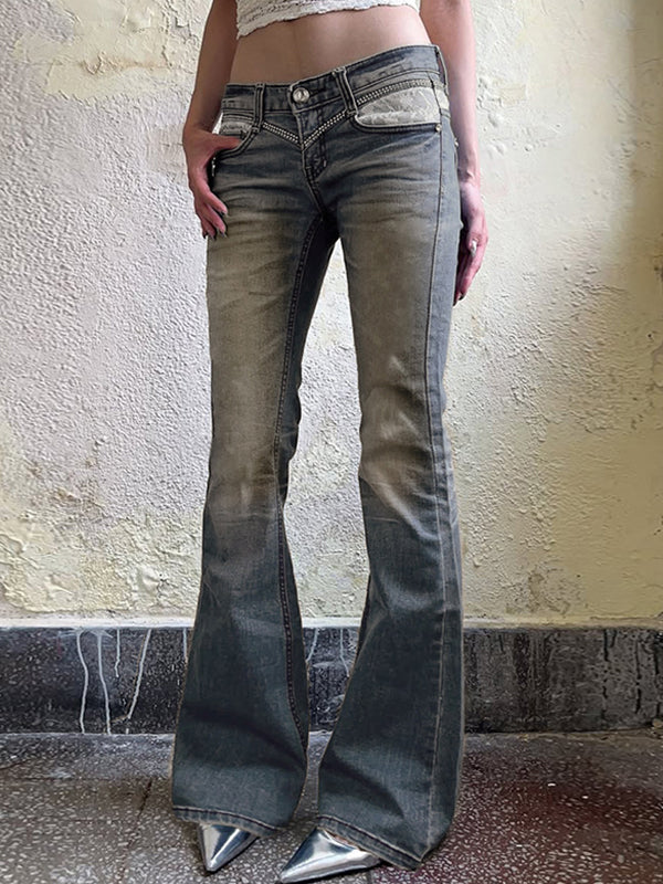 Vintage Niche Lace Flare Jeans