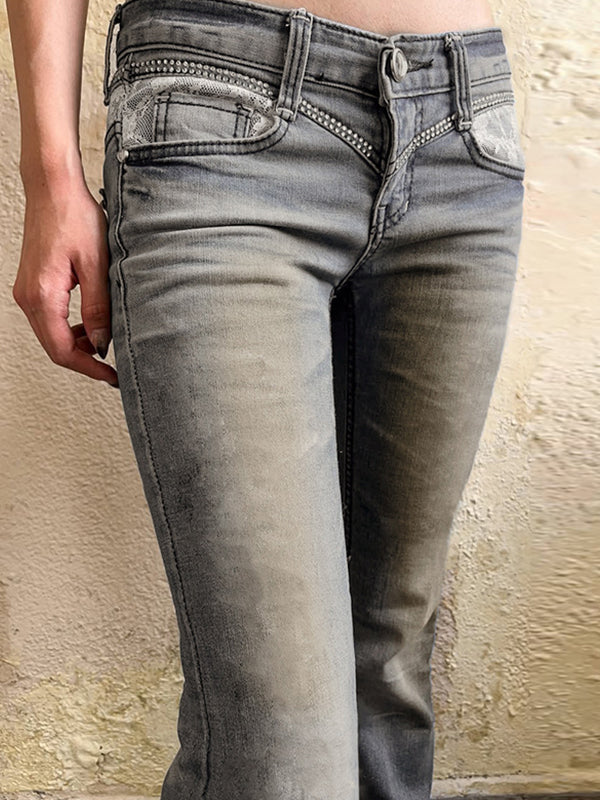 Vintage Niche Lace Flare Jeans