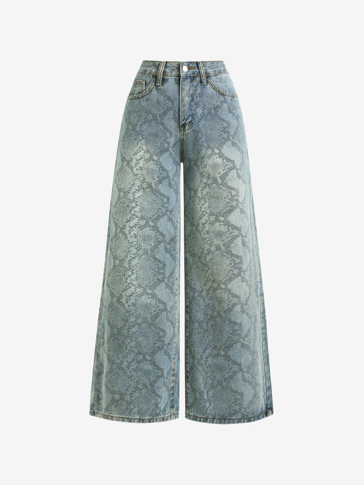 Niche Snake Print Boyfriend Jeans